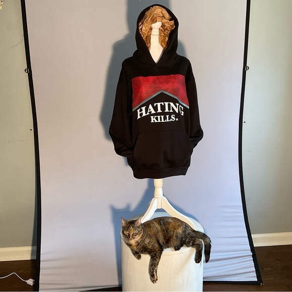 HATE KILLS CIGARETTE Y2K Streetwear Edgy Grunge Skater Counterculture Hoodie - Picture 9 of 12